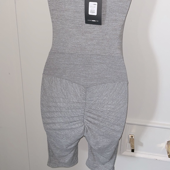 Gray Tube-top Biker Short Romper - Picture 4 of 5